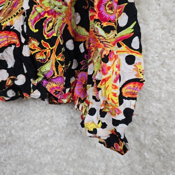 Liv by Habitat Womens Crinkle Asymmetrical Floral Paisley Top Size S Artsy Boho - Picture 2 of 12